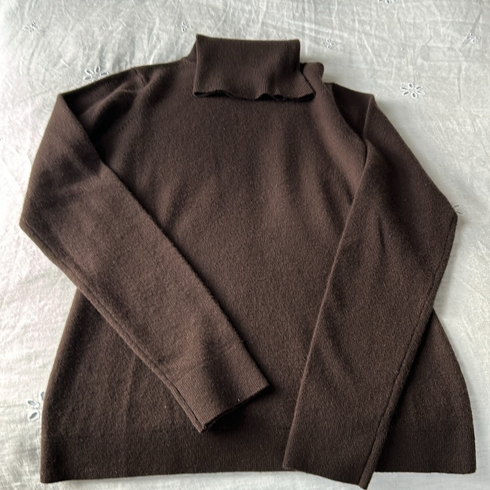 Chocolate brown cashmere turtleneck sweater